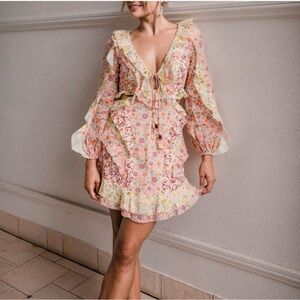 Zimmermann - Floral Print linen Cut Out Dress - 0 - XS - excellent condition